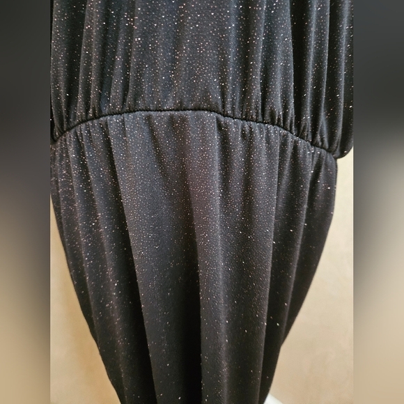 Ellen Tracy Black gold glitter Stretch Sleeveless Midi Dress-Size Large - Picture 3 of 5
